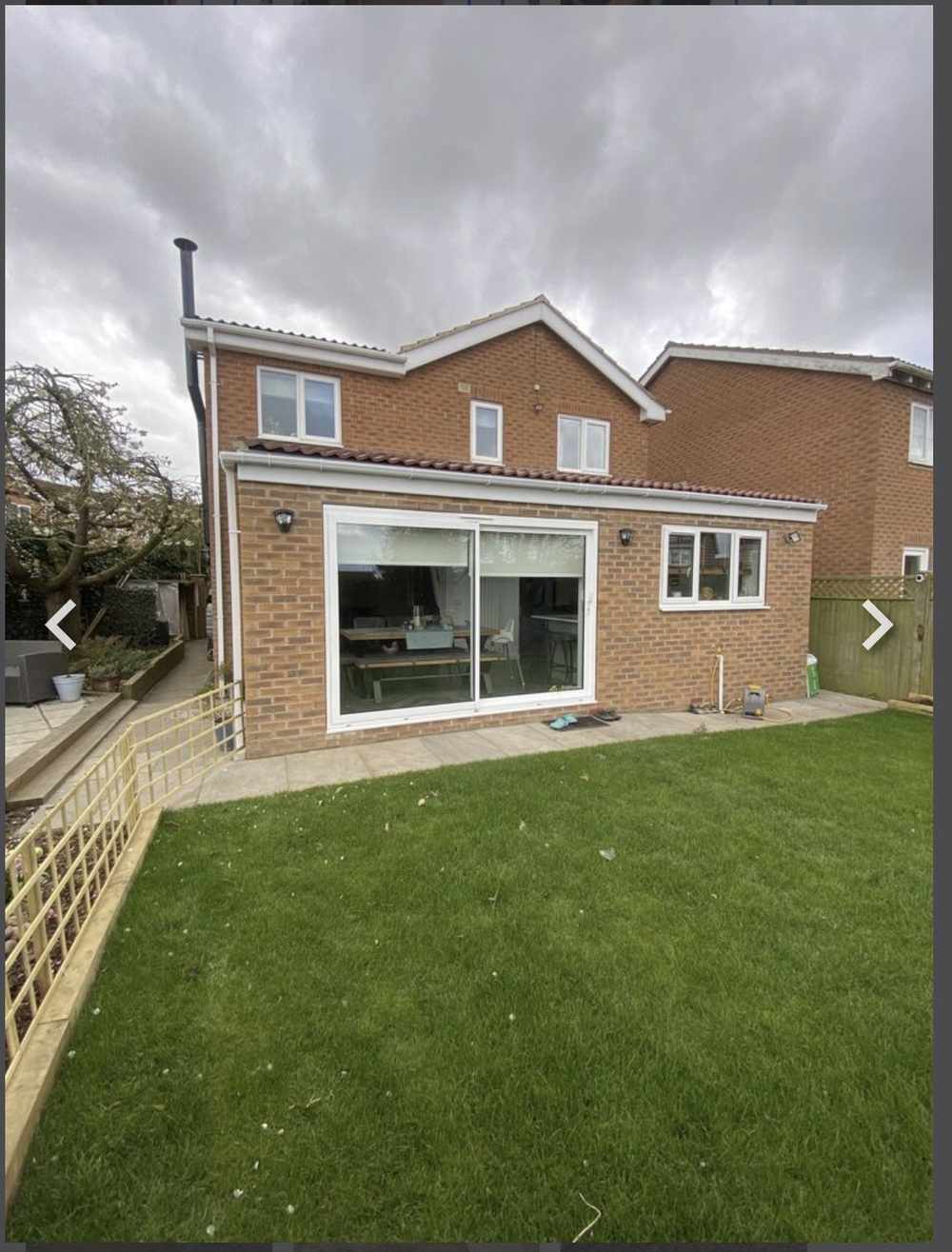 Completed kitchen dining room extension sliding doors Tollerton York — RW Builders