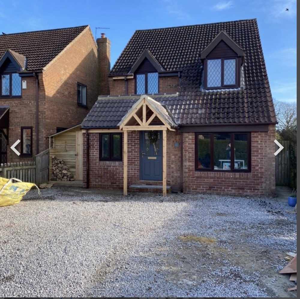 Oak framed front porch with tiled roof Pocklington — RW Builders York