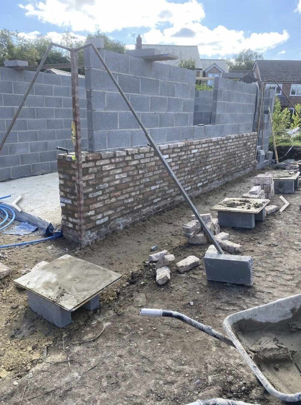 Single garage brickwork in progress Holtby York
